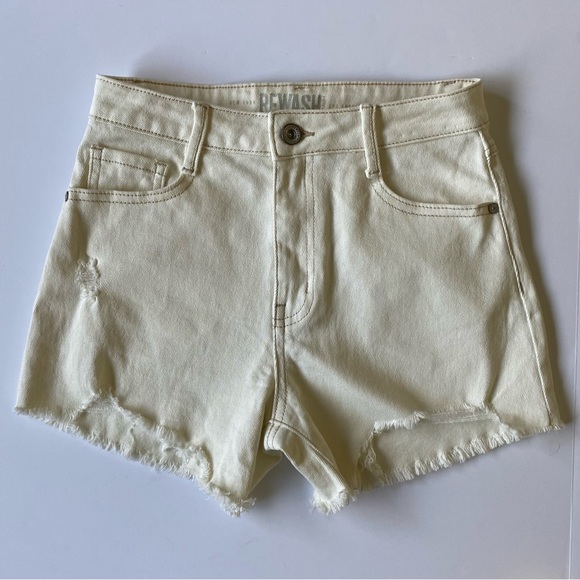 Shorts Size 1 25 Super High Rise New York Rewash Ivory White Juniors Cutoff EUC - Picture 1 of 16